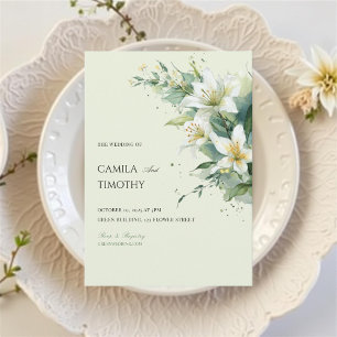 Salbei-Grün-Lilien-der-Tal-Floral-Hochzeit Einladung