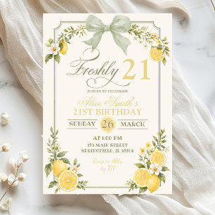 Salbei-Grün-Limonen-Frisch-21-Geburtstag Einladung