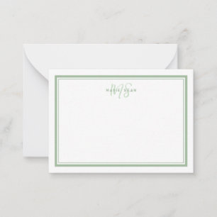 Salbei-Grün-Minimalistisches-einfaches-Monogramm-m Mitteilungskarte