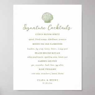 Salbei-Grün-Muschel-Signature-Drinks-Tischschild Poster