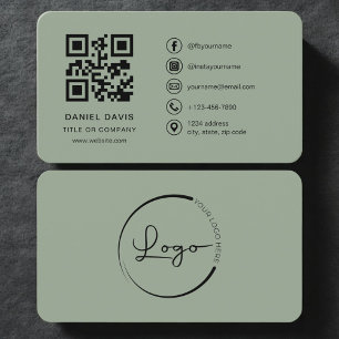 Salbei-Grün Professionelles Logo QR-Code Visitenkarte