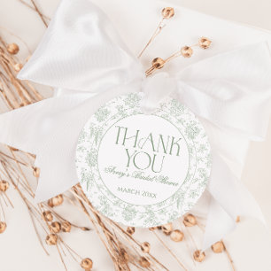 Salbei-Grün-Toile-Floral-Vintage-Braut-Party Geschenkanhänger