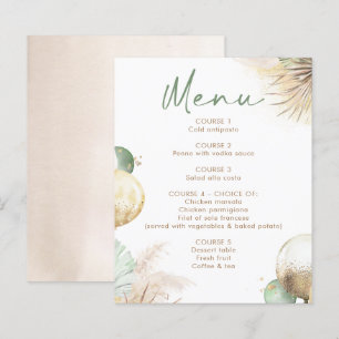 Salbei-Grün und Beige Boho-Menükarten