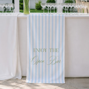 Salbei-Grün- und Blau-Streifen-Hochzeits-Open-Bar- Banner