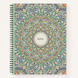 Salbei-Grün und Pfirsich-Pastell-Mandala-Nooracle- Notizbuch
