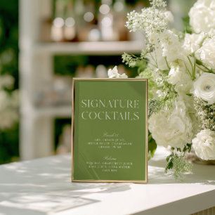 Salbei-Grün und Weiß Signature-Cocktail-Menü Einladung