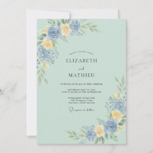 Salbei-Grün verfeinerte Aquarell-Hochzeit Einladung