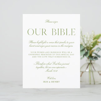 Salbei-Grün & Weiß Hochzeit Unser Bibelzeichen