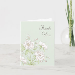 Salbei-Grün Weiße Rosen Hochzeits-Dankeskarten Einladung