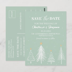 Salbei-Grün Winter Weihnachten Save the Date Hochz Postkarte