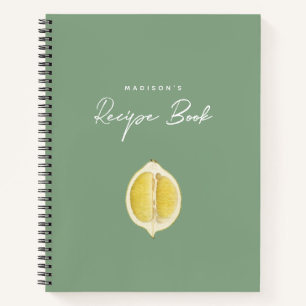 Salbei-Grün & Zitronen-Script-Kochanleitung Rezept Notizbuch