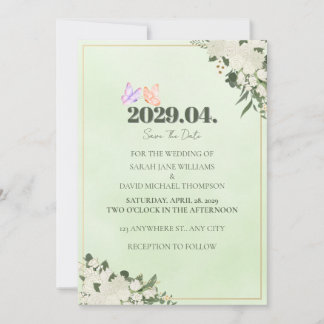 Salbei-grüne Florale Hochzeit 'Save the Date'-Kart Einladung