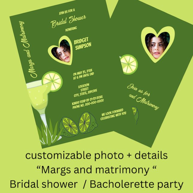 Salbei-Grüne Mädels und Matrimonengrab Einladung (sage green Margs and matrimony bridal shower invitation)