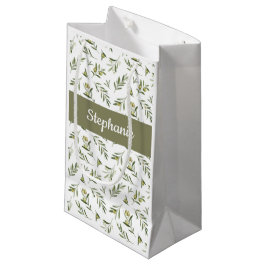 Salbei-Grüne-Oliven-Wasserfarben-Monogramm Kleine Geschenktüte