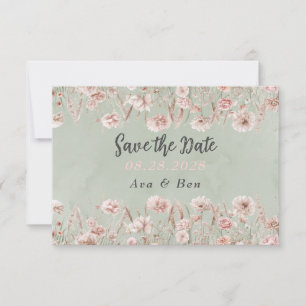 Salbei-Grüne-Rosa-Pfingstrosen-Hochzeit-Save-The-D Dankeskarte