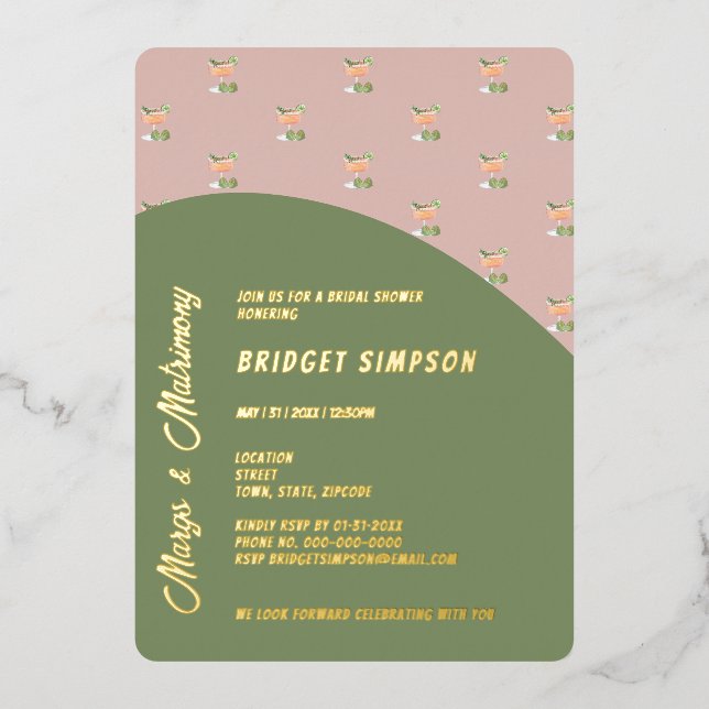 Salbei-Grüne-Summen und -Brautparty Folieneinladung (Vorderseite)