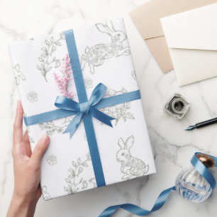 Salbei-grüne Toile-Hasen-Kaninchen Geschenkpapier