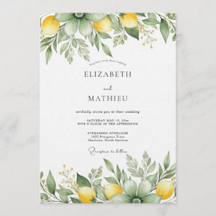 Salbei-Grüne Zitrusblüten-Hochzeit Einladung