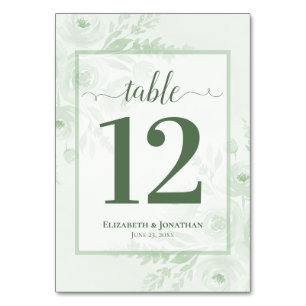 Salbei-Grüner Boho-Chic-Blumen-Hochzeit Tischnummer