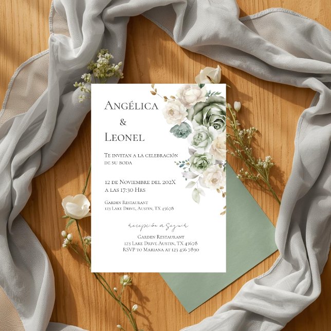 Salbei-Grünspanisch Hochzeit Einladung (Von Creator hochgeladen)