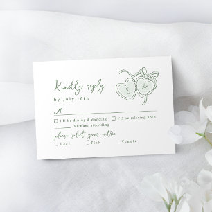 Salbei-Handgezeichnete-Herzen-Monogramm-Whimsical- RSVP Karte