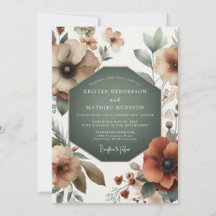 Salbei-Herbst-Anemonen-Hochzeit Einladung