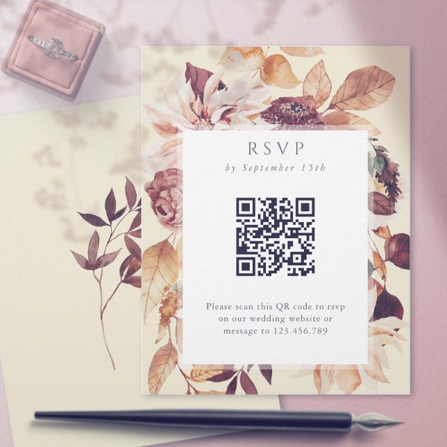 Salbei HerbstElegance, Hochzeit im Herbst QR-UAWG (Fall wedding QR code rsvp card in sage. Autumn Elegance wedding collection.)