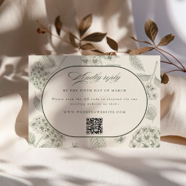 Salbei Hortensie Vintage Hochzeit RSVP Karte
