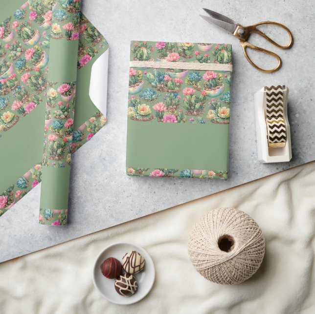 Salbei Kaktus Sukkulente  Geschenkpapier (Basteln)