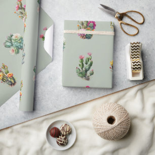 Salbei Kaktus Sukkulente Tropisch Geschenkpapier