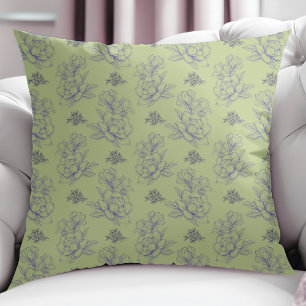 Salbei Klassisches Vintage Einfaches Blumenmuster Kissen
