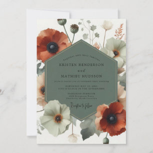 Salbei Künstlerische Mohn Hochzeit Einladung