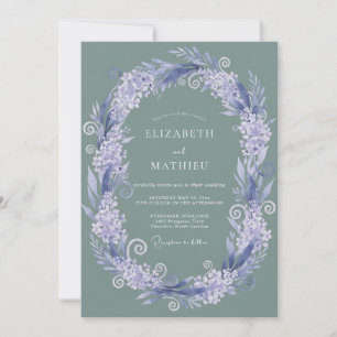 Salbei-Lavendel-Blumenkranz-Hochzeit Einladung