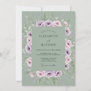 Salbei-Lavendel-Blüten-Hochzeit Einladung