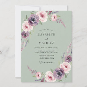 Salbei-Lavendel-Gemalte Hochzeit Einladung