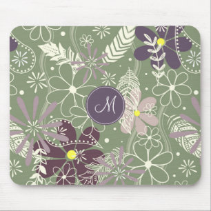 Salbei lila Pflaumenleder Federn Blume Muster Mousepad