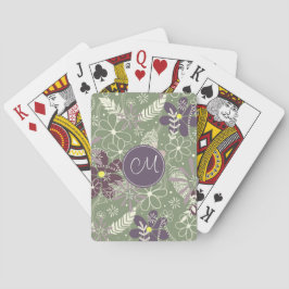 Salbei lila Pflaumenleder Federn Blume Muster Spielkarten