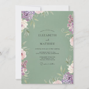 Salbei-Lila-Wildblumen-Hochzeit Einladung