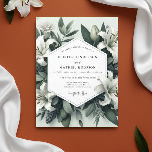 Salbei-Lilien-Botanische-Romantik-Hochzeit Einladung