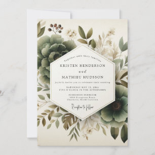 Salbei-Malerische Flora-Hochzeit Einladung