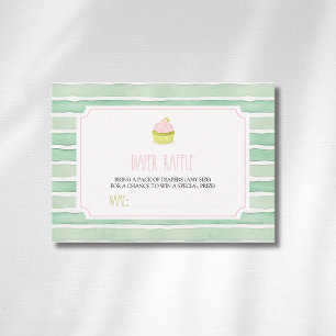 Salbei-Matcha-Cupcake-Baby-Shower-Windel-Raffle Begleitkarte