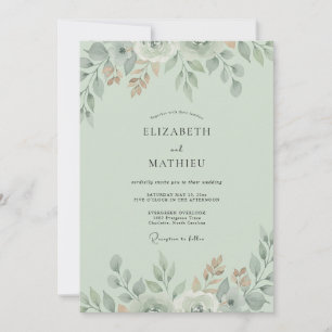 Salbei-Minz-Botanische Aquarell-Hochzeit Einladung