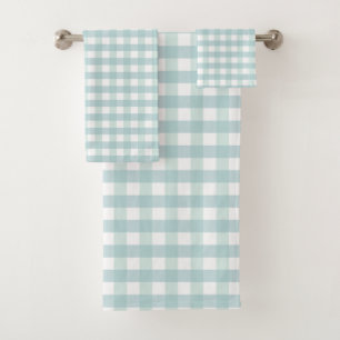 Salbei-Minze-Grün-Gingham-Karo-Plid-Sommer Badhandtuch Set