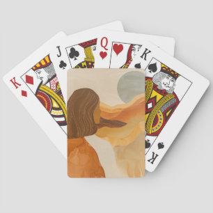 Salbei-Mond-Boho-Wüstenhügel-Terrakotta-Landschaft Spielkarten