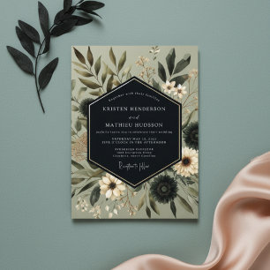 Salbei Moody Botanische Romantische Hochzeit Einladung