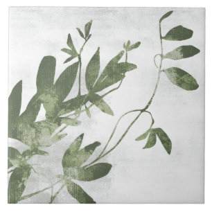 Salbei Oliven Grün Malerische Botanische Kunst 09 Fliese