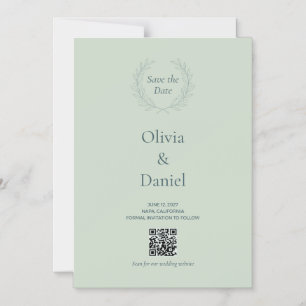 Salbei Olivenzweig QR-Code Save-the-Date-Magnet Magneteinladung