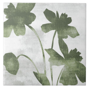 Salbei-Olivgrüne malerische botanische Kunst 07 Fliese