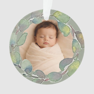 Salbei Personalisiertes Baby-Foto Eukalyptus-Aquar Ornament