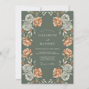 Salbei-Pfirsich-Botanische Hochzeit Einladung